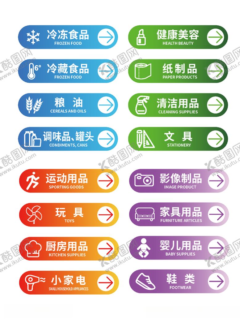 编号：80909405190450033904【酷图网】源文件下载-超市指示牌标识设计