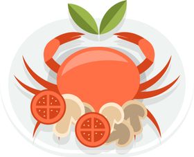 装饰素材大闸蟹字体水墨蟹卡通人物水墨山