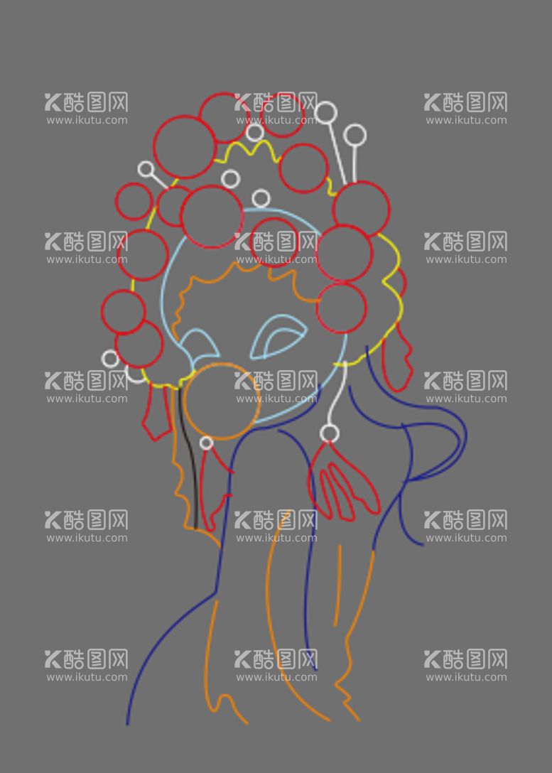 编号：70534109161854458502【酷图网】源文件下载-国潮戏曲霓虹灯人物网红打卡