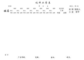 工件计数表格