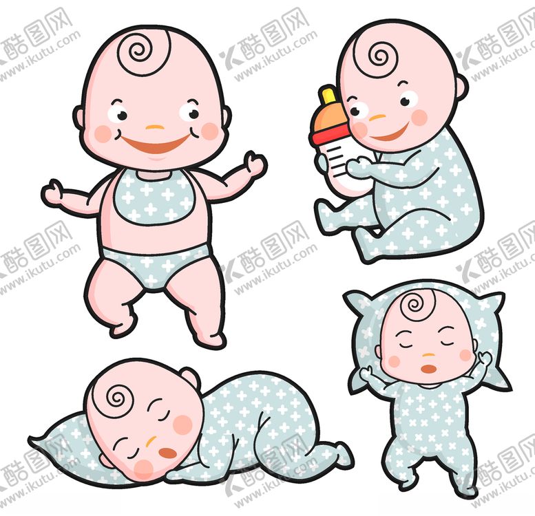 编号：46978110092209448599【酷图网】源文件下载-4款卡通婴儿