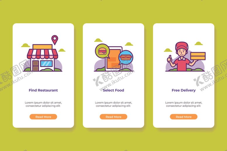 编号：11186810221609598685【酷图网】源文件下载-电商应用引导页界面设计