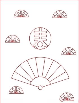 春节红色扇子边框海报
