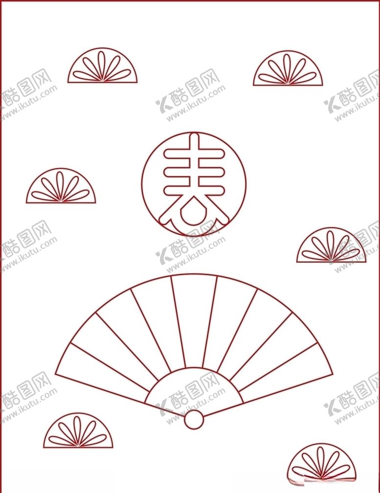 编号：86268106240223004052【酷图网】源文件下载-春节红色扇子边框海报