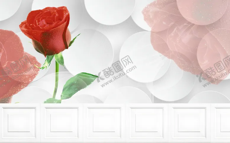 编号：27309410100003570179【酷图网】源文件下载-简约红玫瑰艺术背景墙
