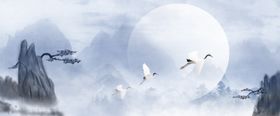 水墨风背景竹子山底纹
