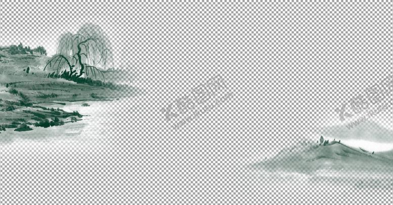 编号：15397509250532117177【酷图网】源文件下载-透明底山水画