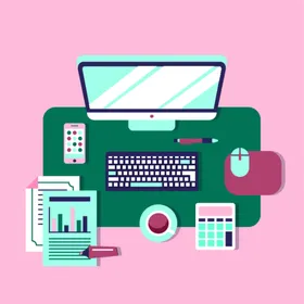 工作桌面台办公环境办公布置