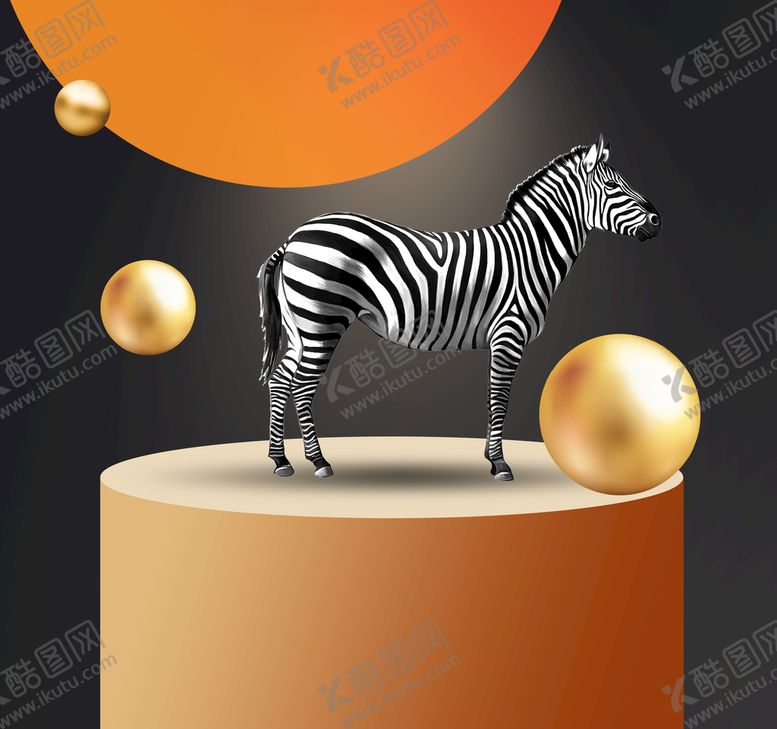 编号：80247609241813530539【酷图网】源文件下载-斑马圆柱金属球挂画装饰画