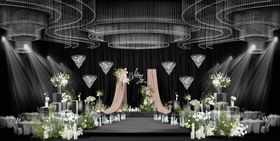 粉色布幔婚礼舞台背景