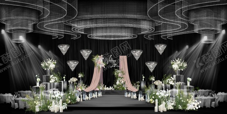 编号：97501312110151116935【酷图网】源文件下载-粉色布幔婚礼舞台背景