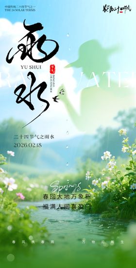 医美雨水节气海报