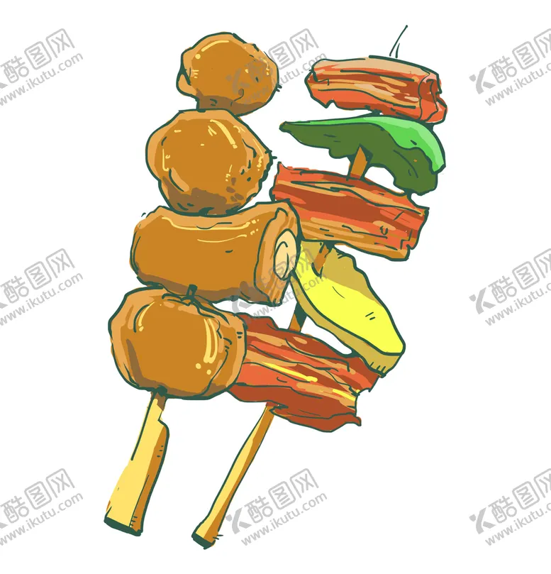 编号：64026410152047369961【酷图网】源文件下载-烧烤烤串插画  