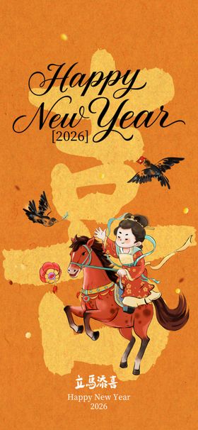 新年喜庆舞蹈插画海报