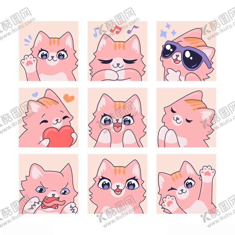 编号：29398210171630011909【酷图网】源文件下载-可爱猫咪表情集合
