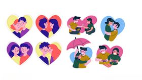 情侣爱心插画图案集合