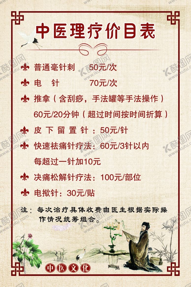 编号：13291404210643264450【酷图网】源文件下载-中医价目表