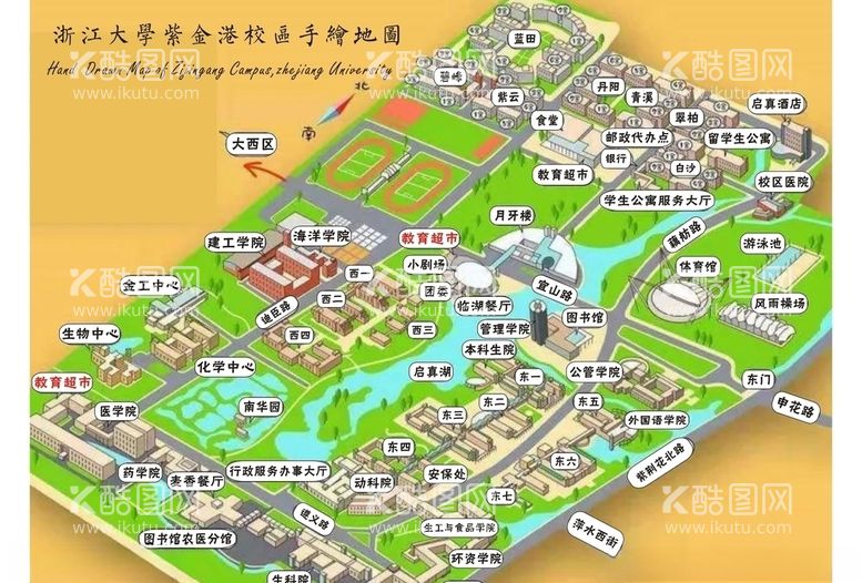 编号：51383603141226486659【酷图网】源文件下载-浙大紫金港手绘