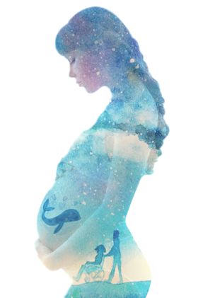 美丽的孕妇立体卡通夏天清新海报