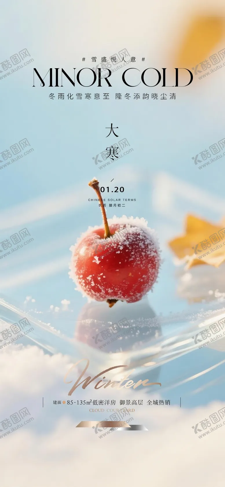 编号：81722301080205399269【酷图网】源文件下载-地产大寒质感节气海报