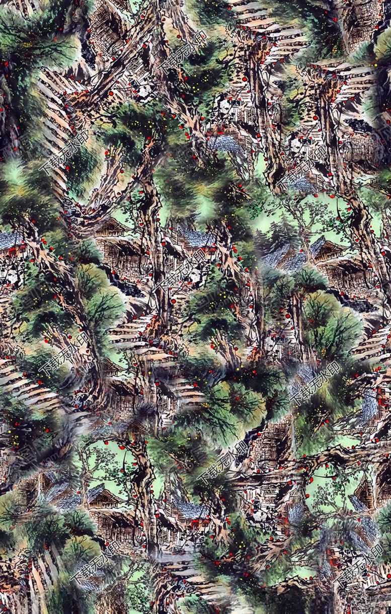 编号：23608109152319585527【酷图网】源文件下载-水墨印花丝绸图案