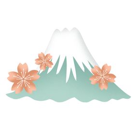 唯美清新日系日本富士山樱花插画