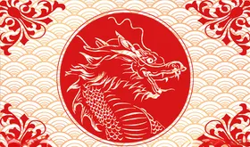 国潮祥云纹样手绘古典