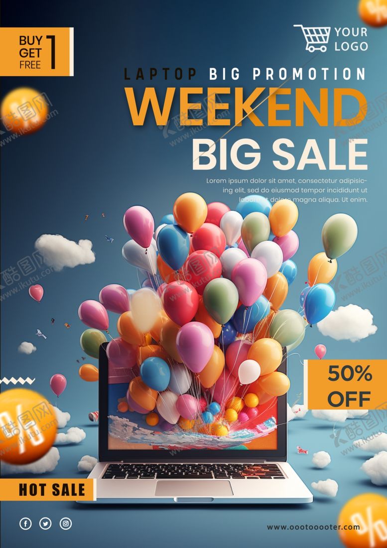编号：96567404250540282296【酷图网】源文件下载-周末大促笔记本海报