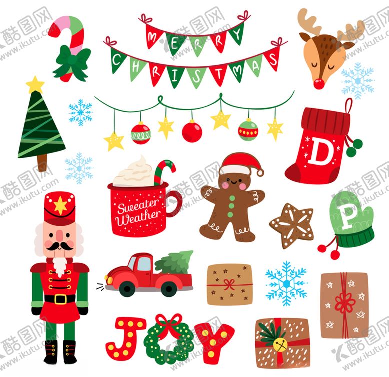 编号：73666410071047001589【酷图网】源文件下载-彩色圣诞节装饰物矢量素材