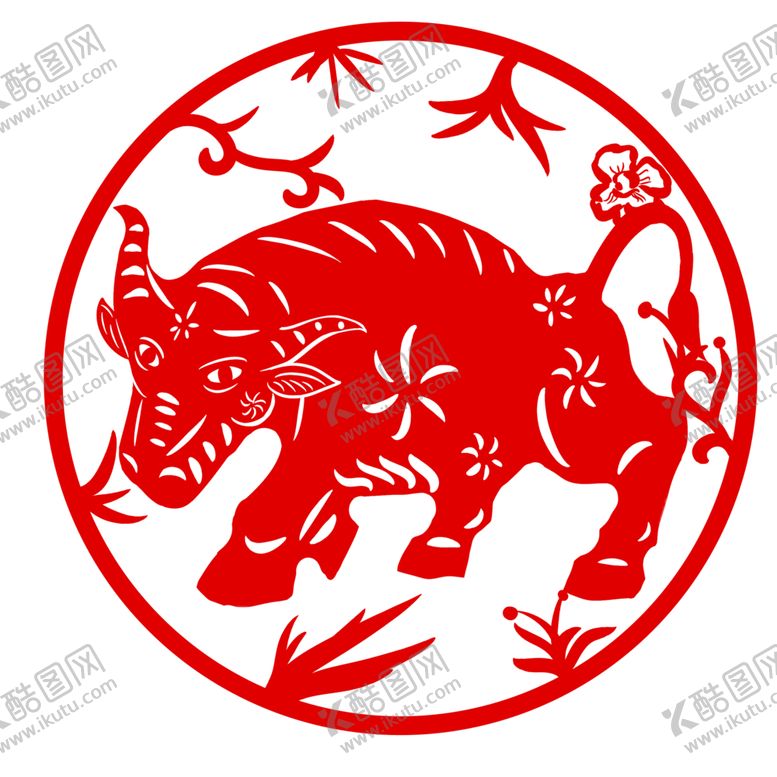 编号：35298701270406417443【酷图网】源文件下载-牛剪纸