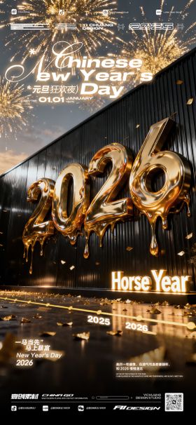 2026马年跨年派对新年酒吧海报