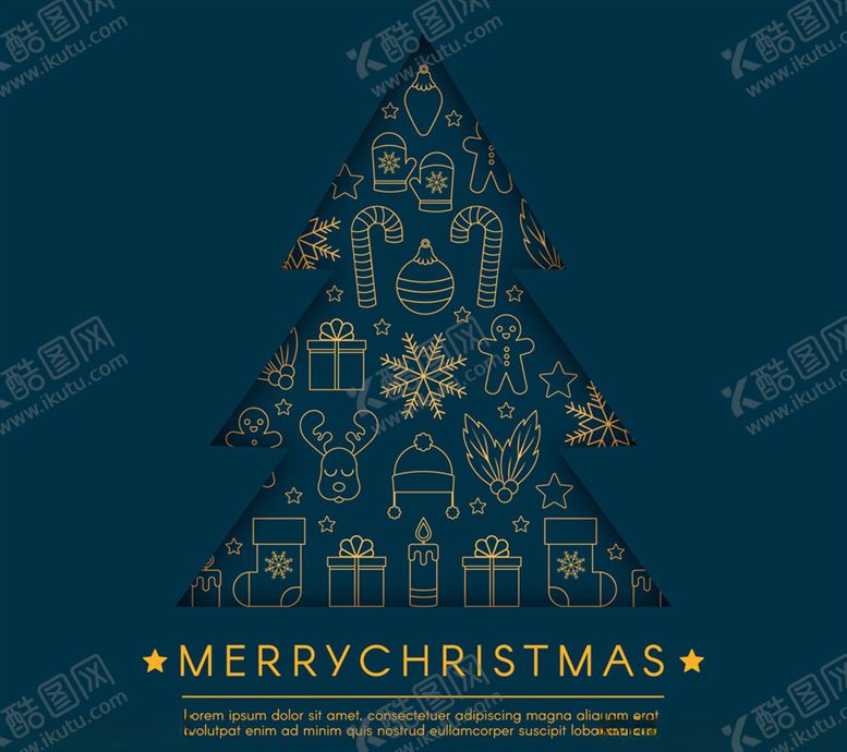 编号：90498709112103004497【酷图网】源文件下载-金色花纹圣诞树贺卡