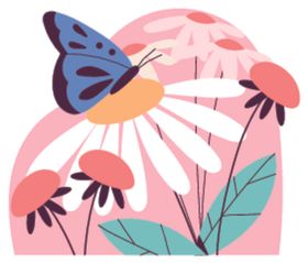 蝴蝶伴花的清新插画