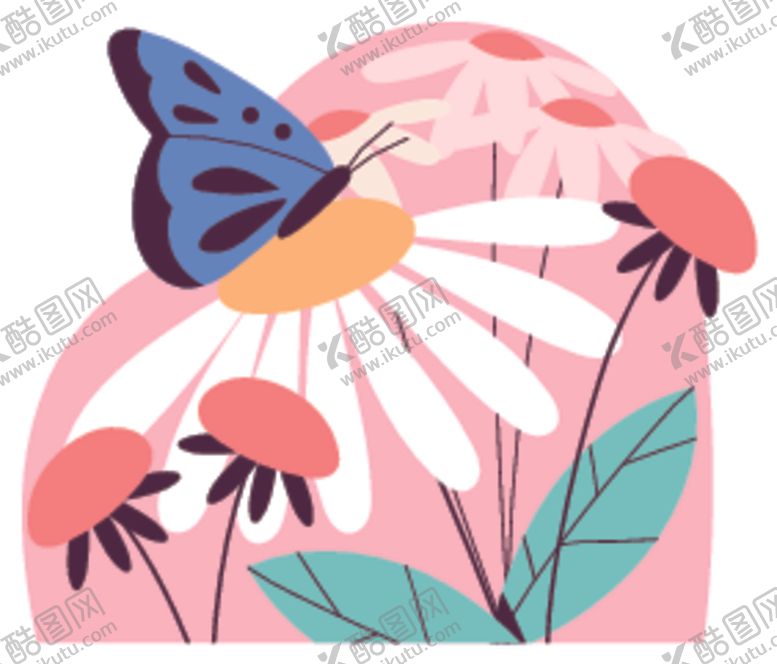 编号：49976104292009367010【酷图网】源文件下载-蝴蝶伴花的清新插画
