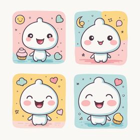 卡通萌可爱表情月亮