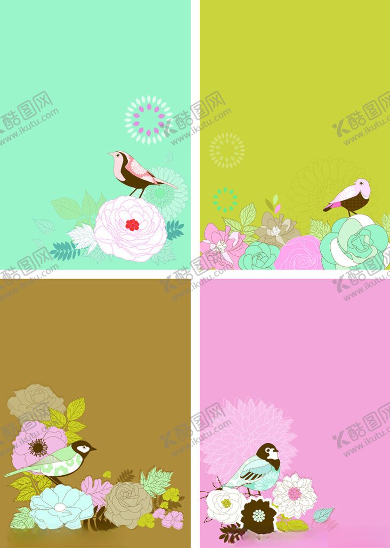 编号：50543911190013594625【酷图网】源文件下载-清新花草动物背景图案集