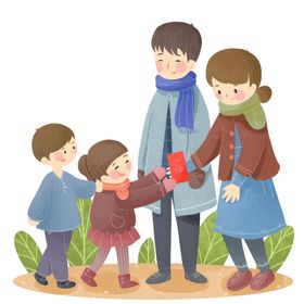 新年卡通画人物过乡村民俗手绘