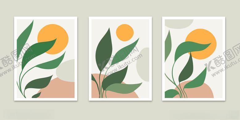 编号：53532204011340583641【酷图网】源文件下载-三幅植物插画艺术作品