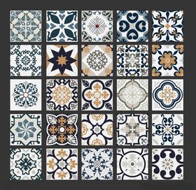 复古风多彩瓷砖图案集合