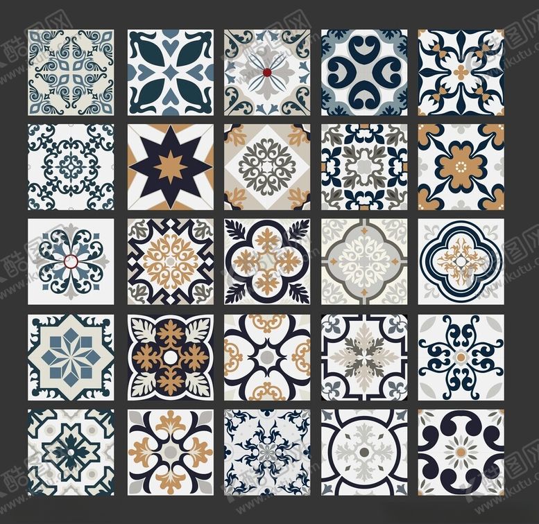 编号：71599004291739208848【酷图网】源文件下载-复古风多彩瓷砖图案集合