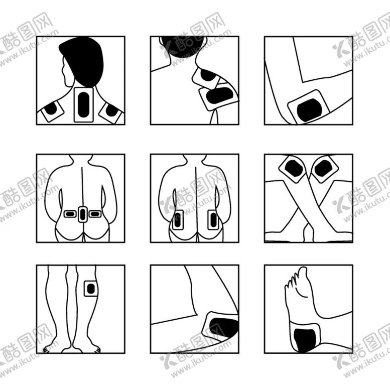 编号：48793609112310247516【酷图网】源文件下载-膏药贴敷示意图医用冷敷贴中药