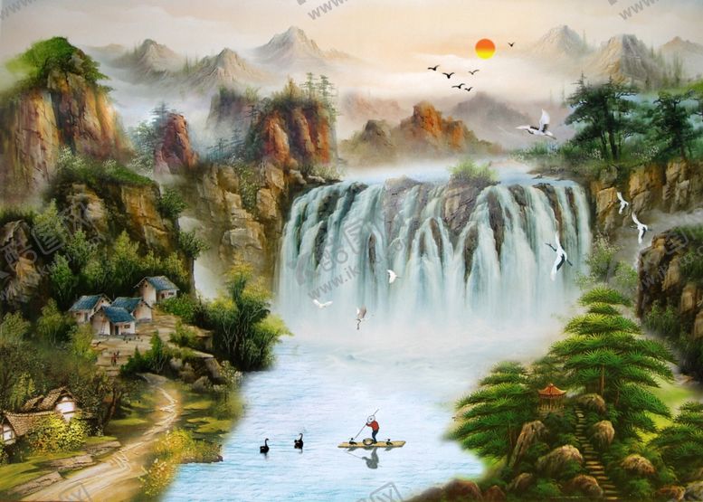 编号：89819306252226544928【酷图网】源文件下载-山水风景油画山水画