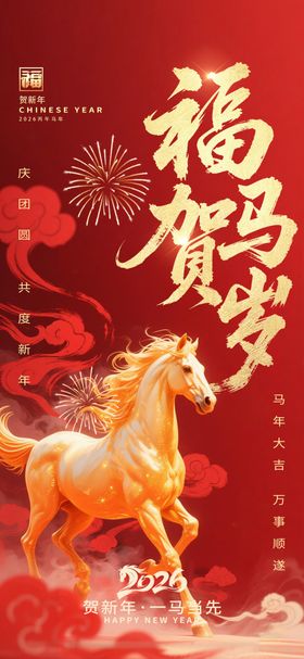 2026骏马新年春节海报