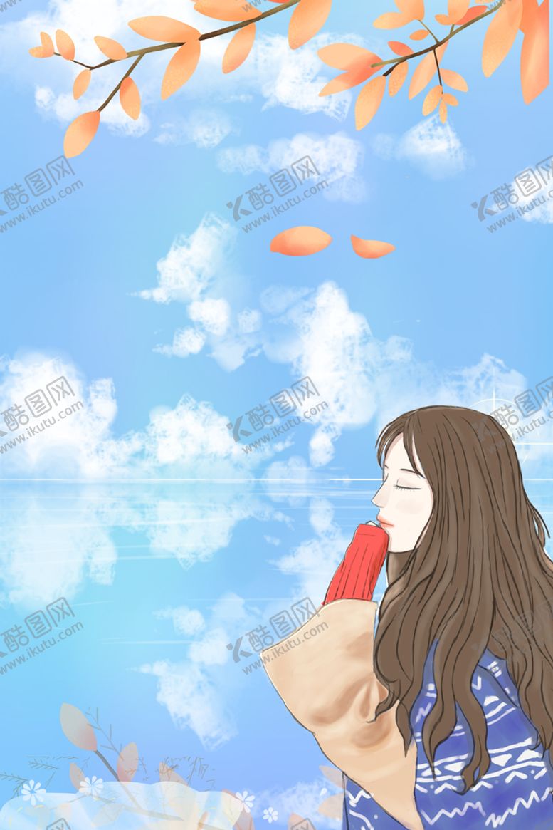 编号：94130609130419455869【酷图网】源文件下载-女孩落叶海报