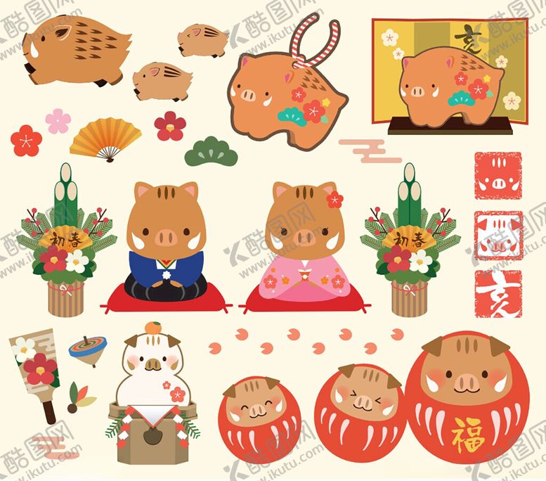 编号：10305609210607068107【酷图网】源文件下载-日式卡通野猪