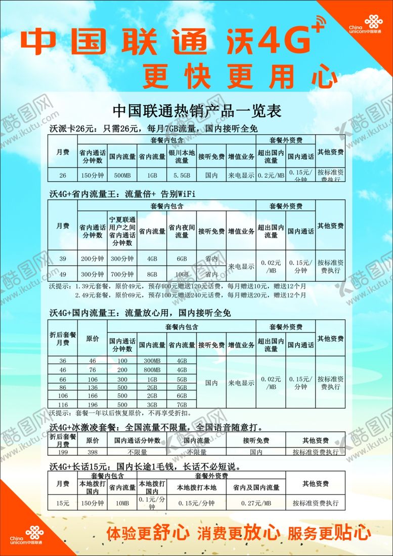 编号：89169910200918247854【酷图网】源文件下载-中国联通热销产品览表