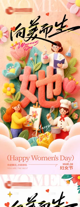地产三八妇女节热点海报