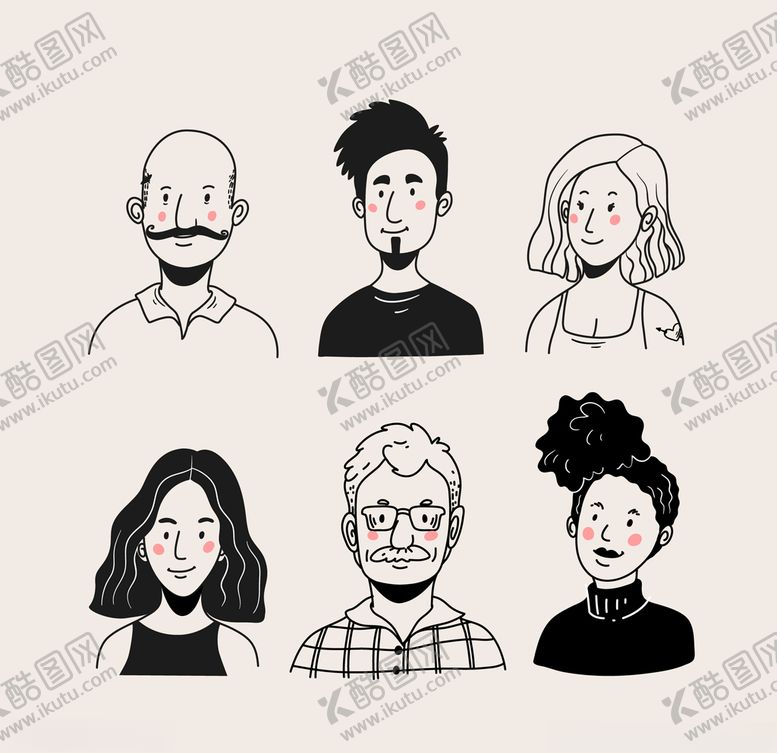 编号：48398910100614318493【酷图网】源文件下载-人物头像矢量