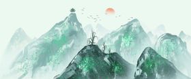 中国风意境水墨山水传统画抽象新式禅