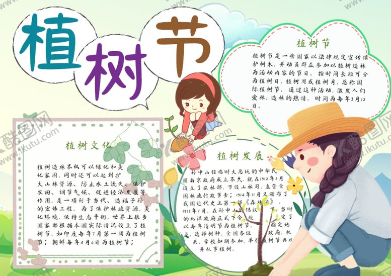 编号：76181610232241076458【酷图网】源文件下载-植树节小报